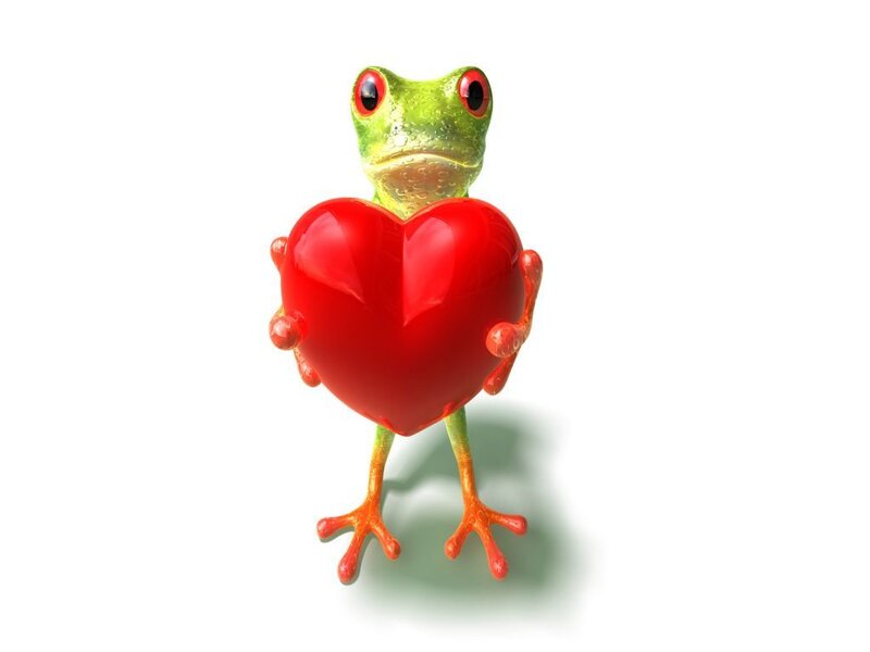 Green Frog Holding Heart