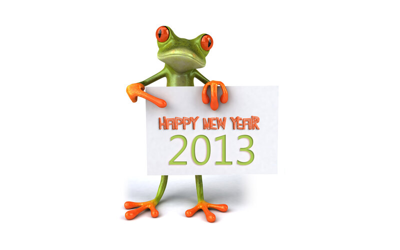 Green Frog Holding Sign — Festive