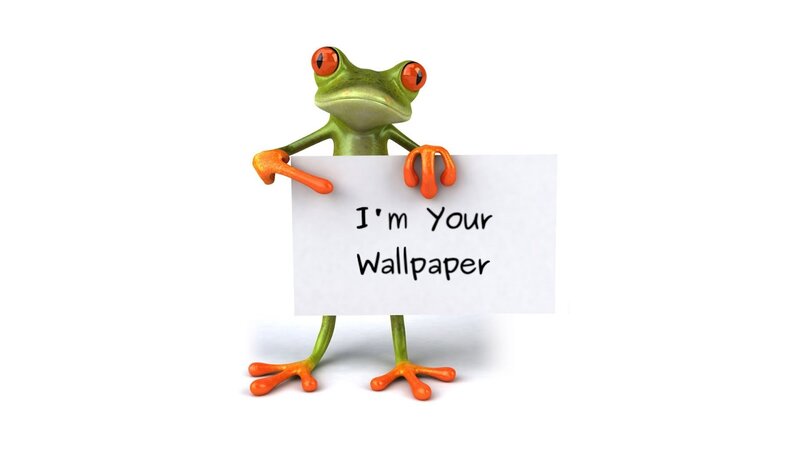 Green Frog Holding Sign — Playful