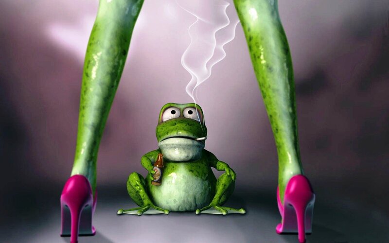 Green Frog in High Heels — Humorous