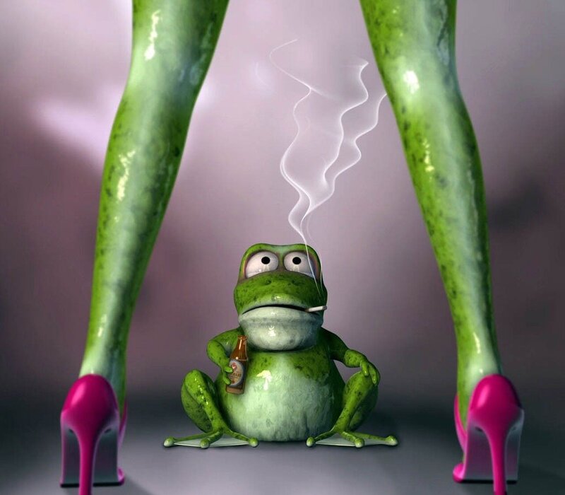 Green Frog in High Heels