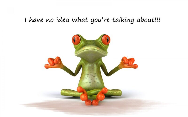 Green Frog in Lotus Pose — Humorous