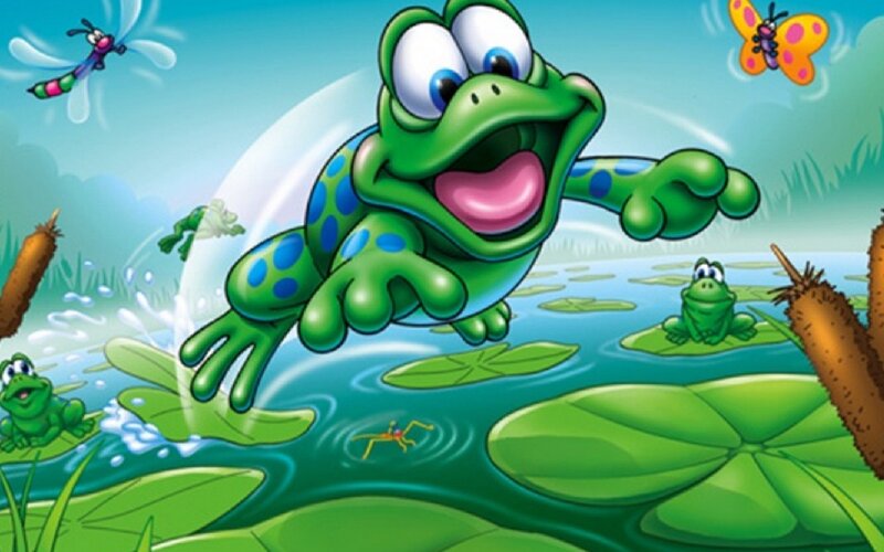 Green Frog Jumping