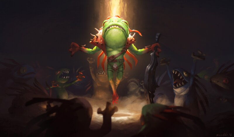 Green Frog-like Creature — Dramatic