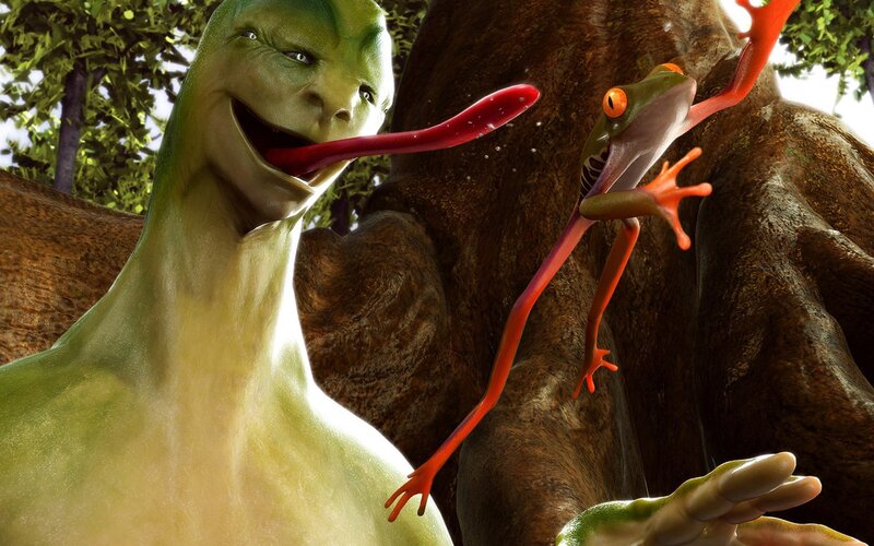 Green Frog-like Creature — Playful