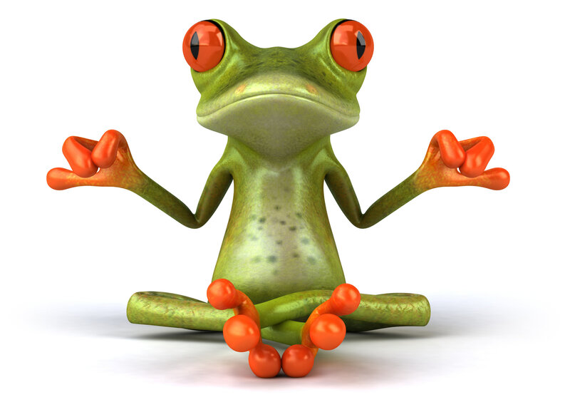 Green Frog Meditating — Calm, 3d Render