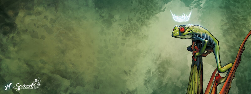 Green Frog on Branch — Serene, Digital Art
