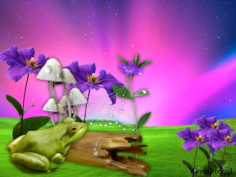 Green Frog on Log — Purple