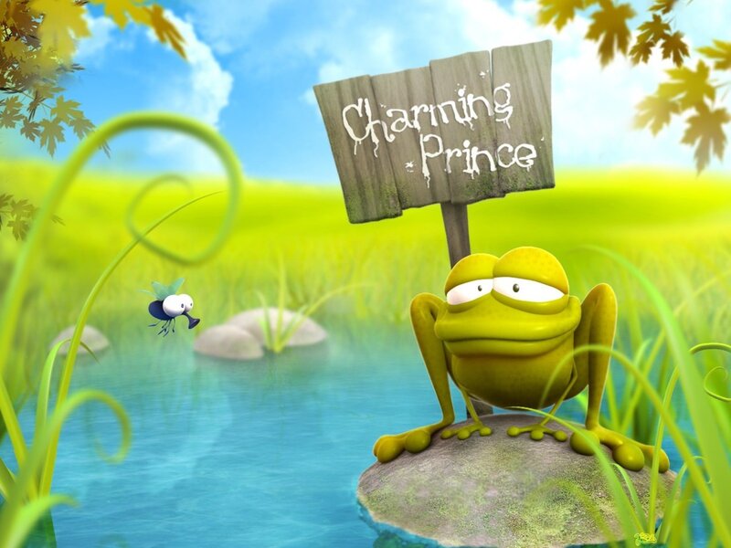 Green Frog on Rock — Playful