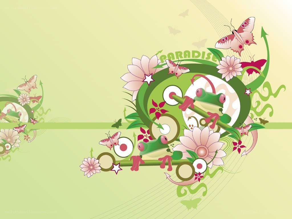 green frog paradise illustration