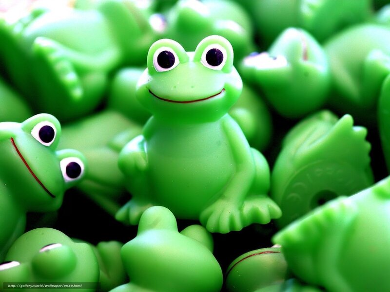 green frog toys close-up