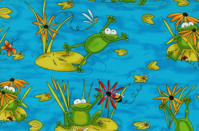 Green Frogs in Pond — Blue