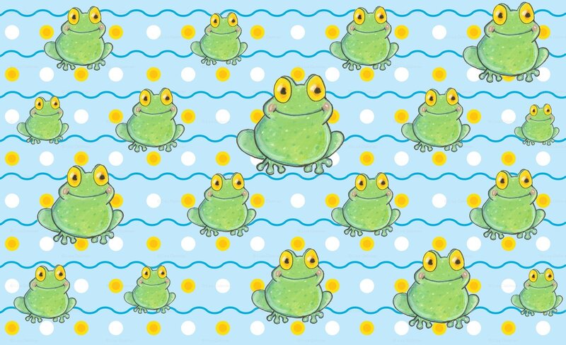 Green Frogs on Pattern