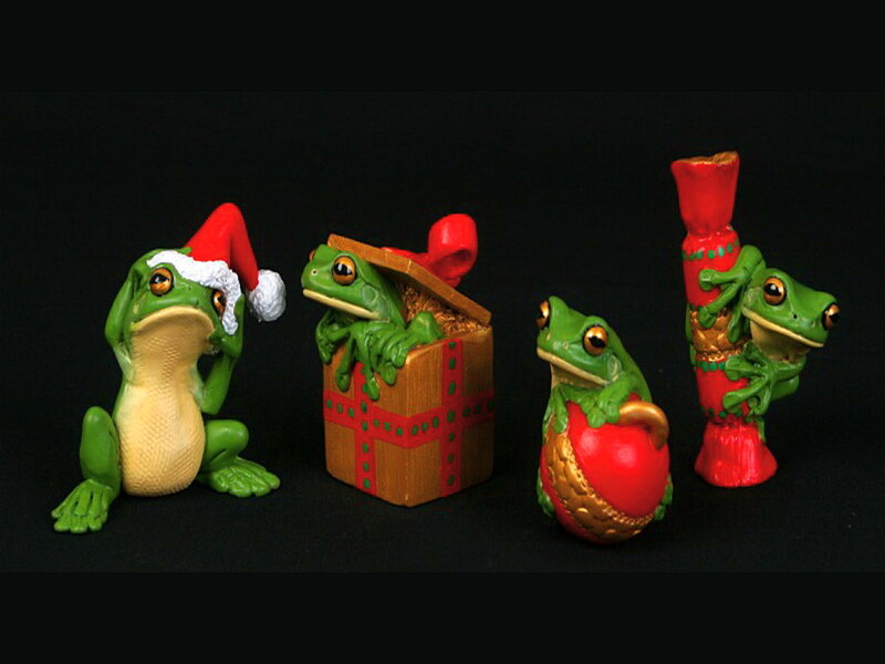Green Frogs with Gifts