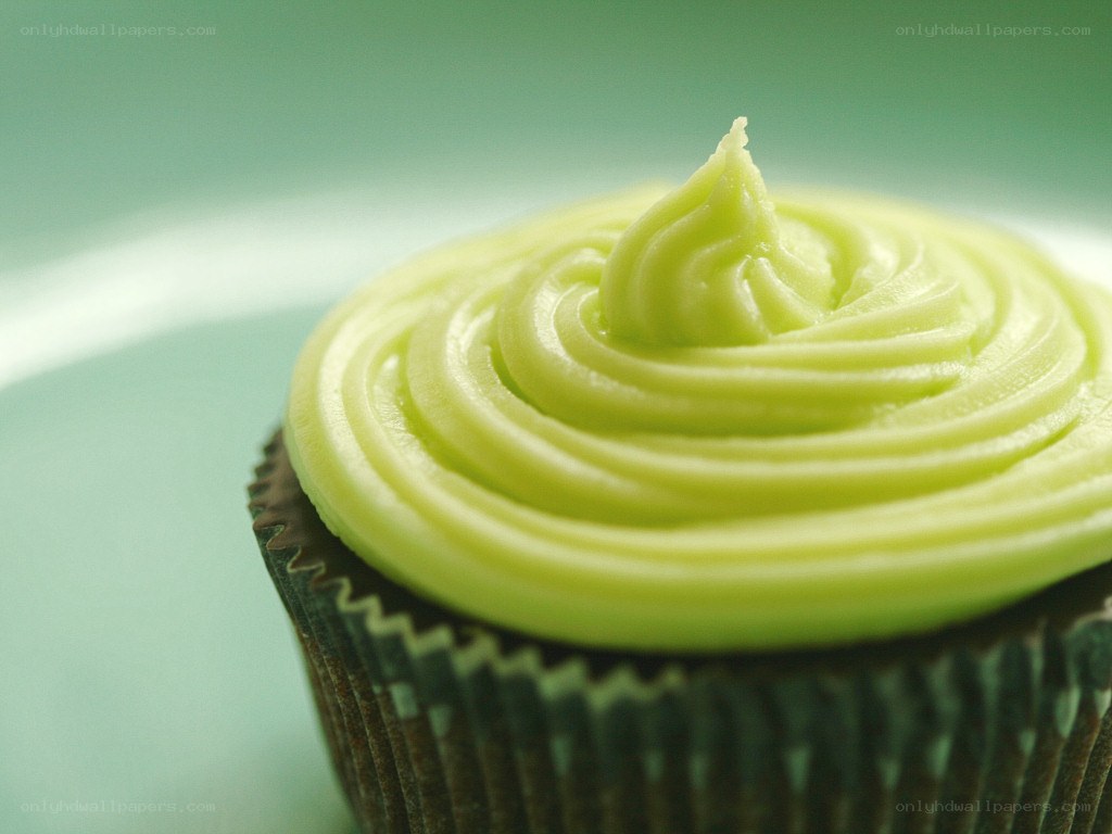green-frosted cupcake