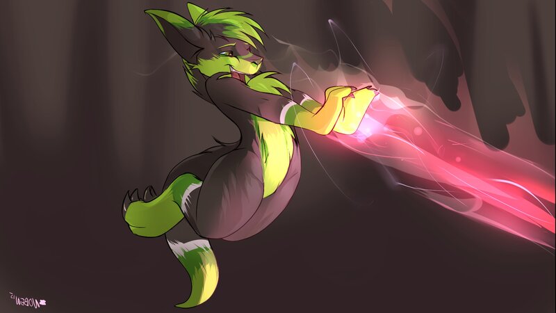 Green-furred Anthropomorphic Character — Green