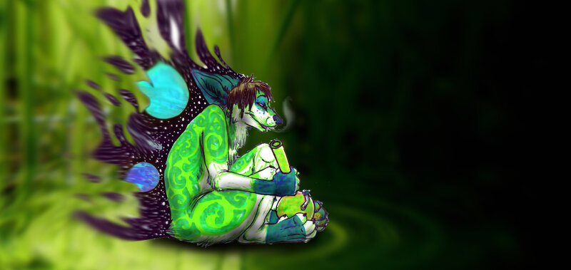 green-furred creature meditating