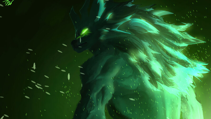 Green-furred Wolf Creature