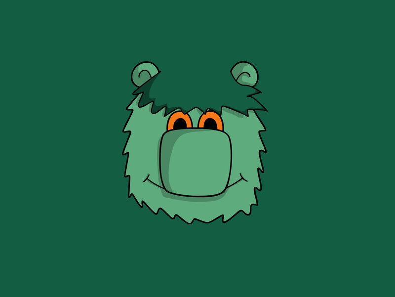green furry character head