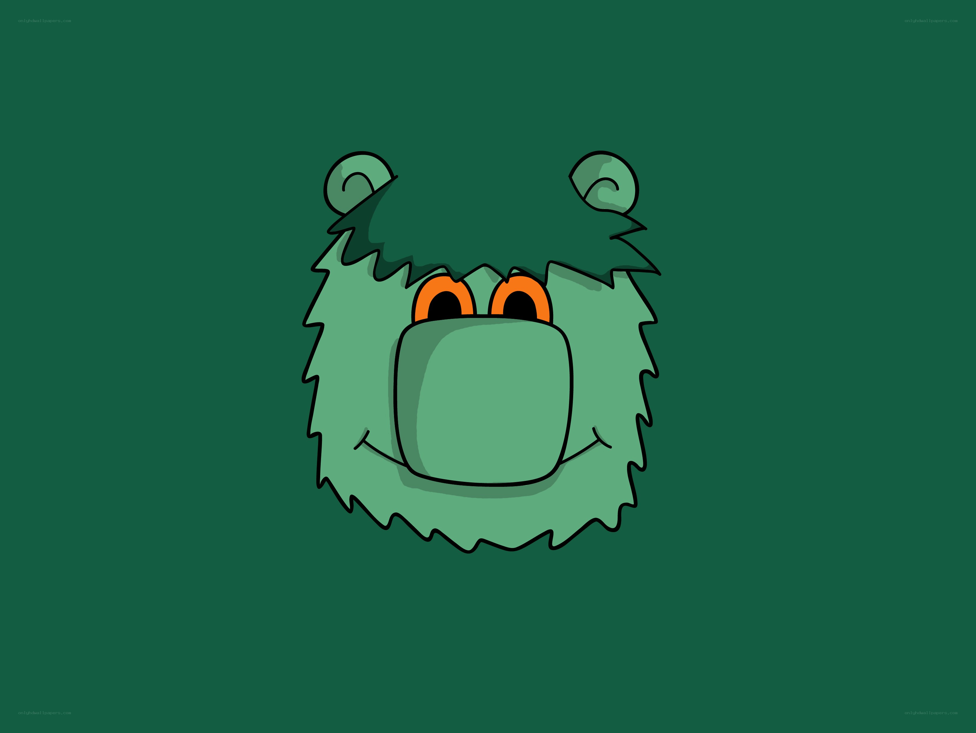 green furry character head