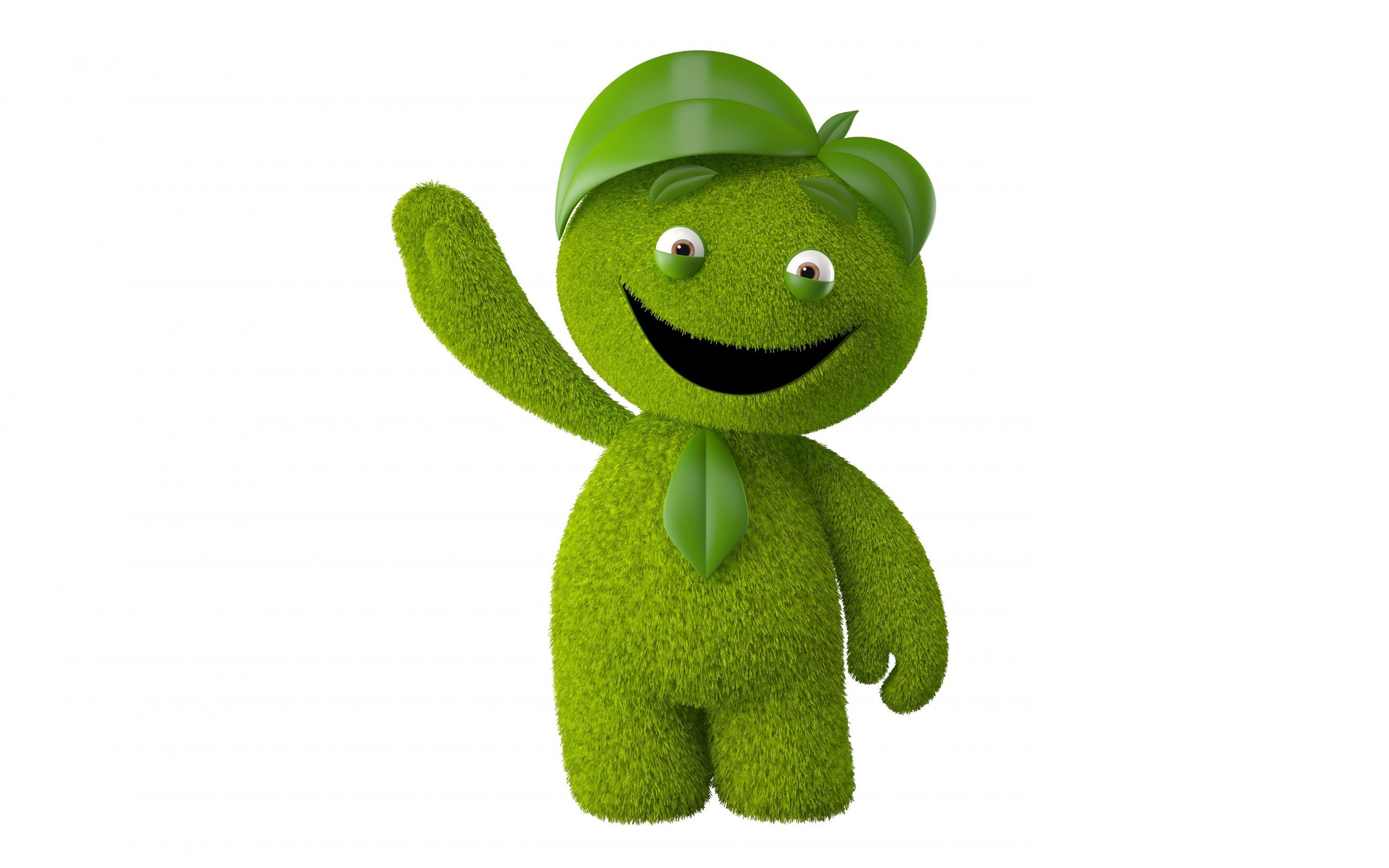 green furry character waving