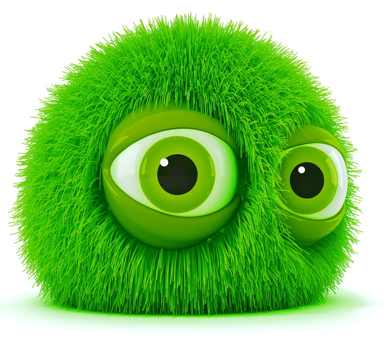 Green Furry Creature — Playful