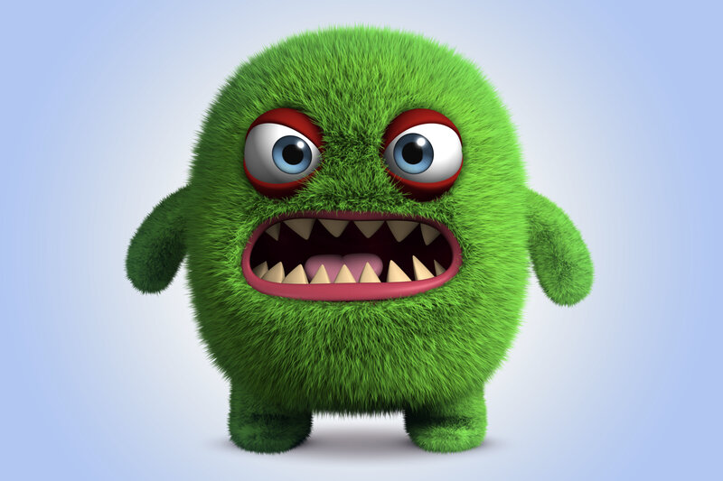 Green Furry Monster — Playful, 3d Render, Eyes