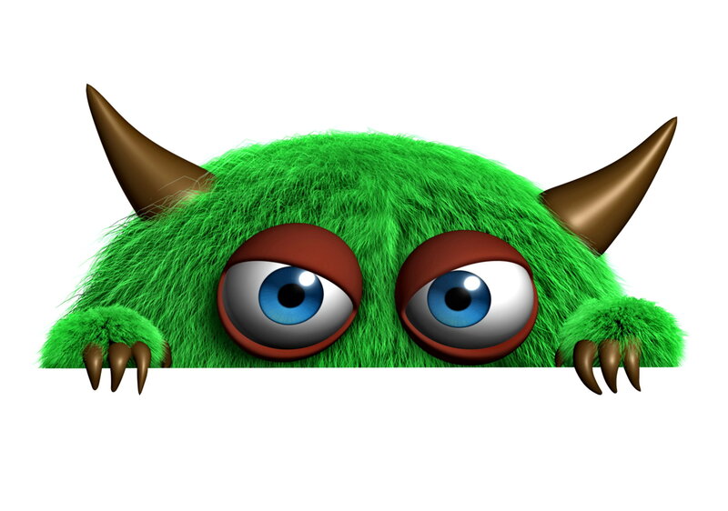Green Furry Monster — Playful, 3d Render, Horns