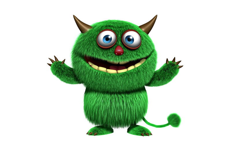 Green Furry Monster — Playful, 3d Render