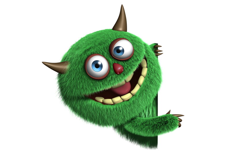 Green Furry Monster — Playful