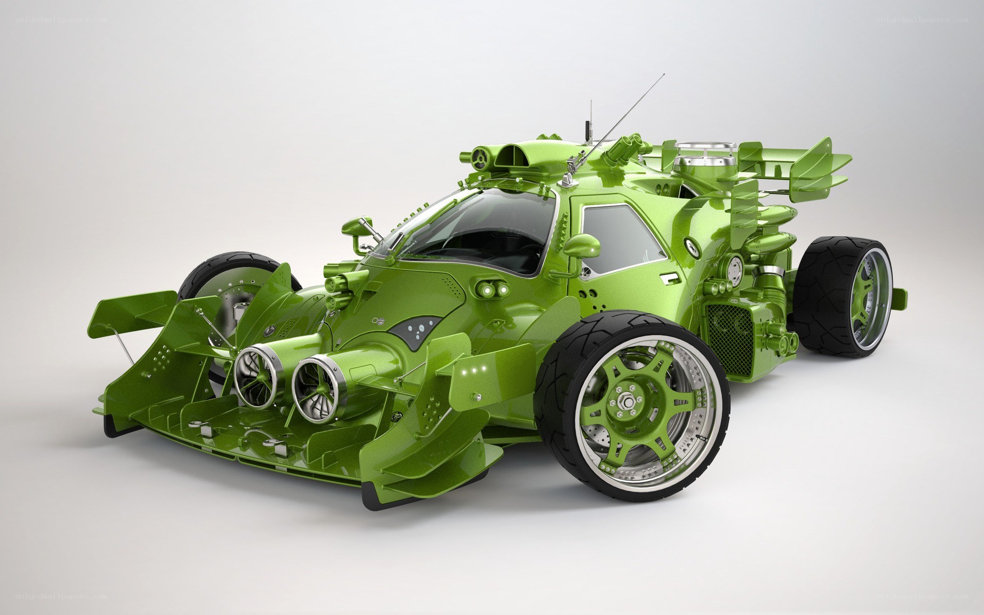 green futuristic race car