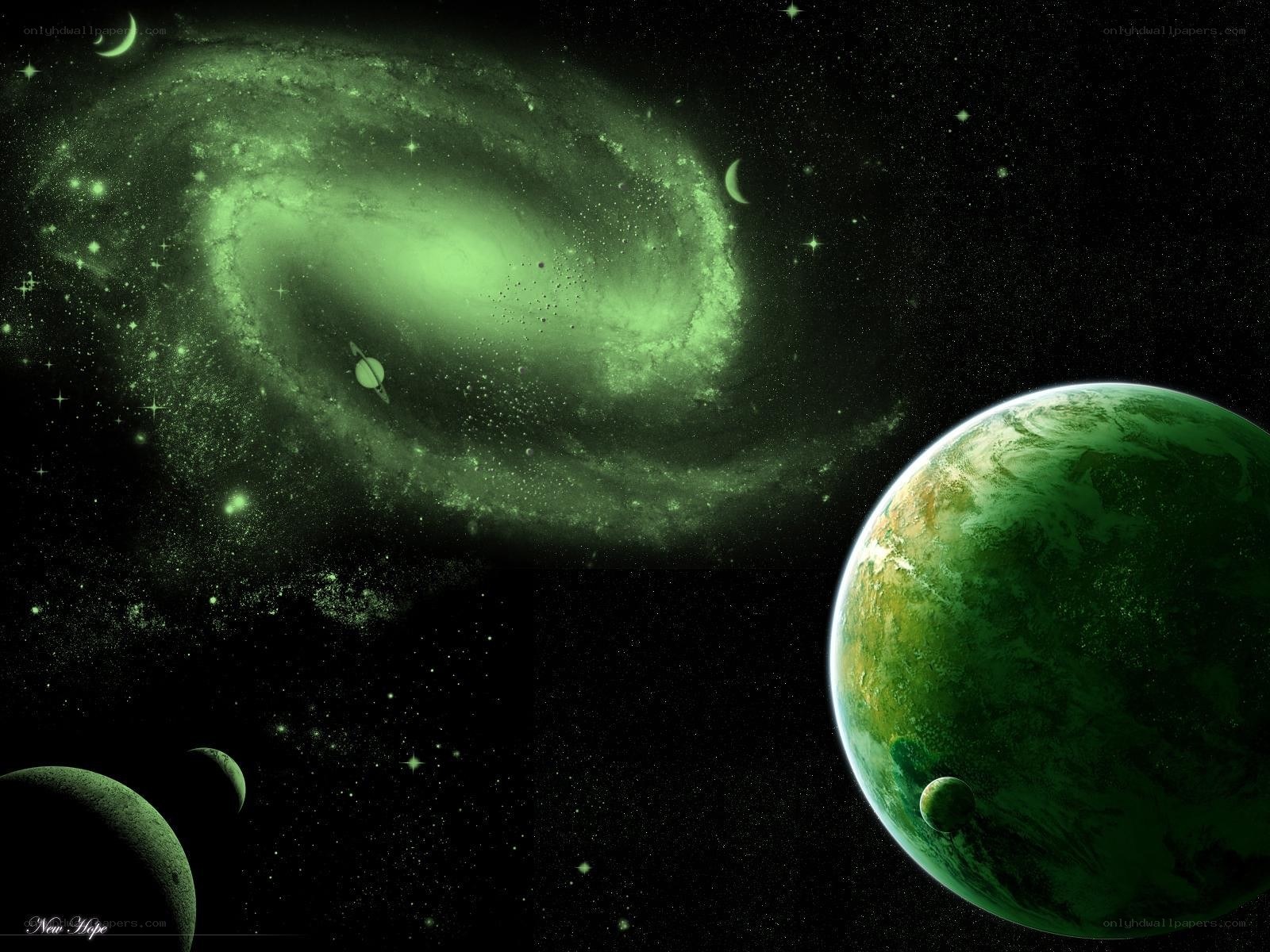 Green Galaxy Space Scene