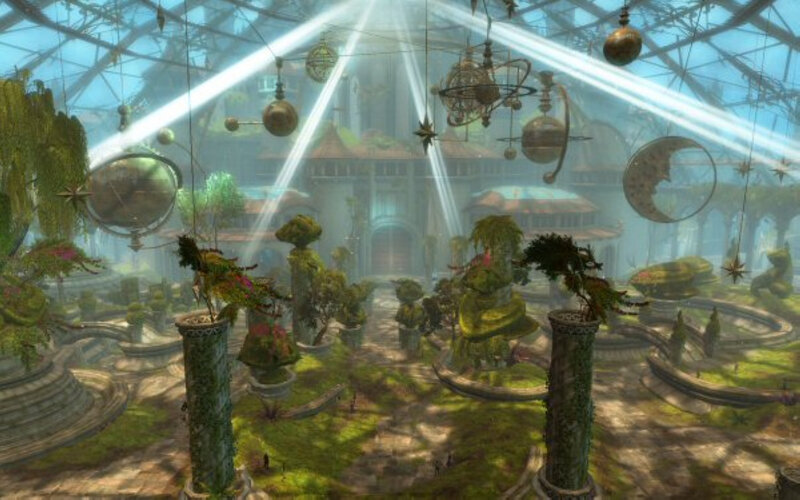 Green Garden with Columns