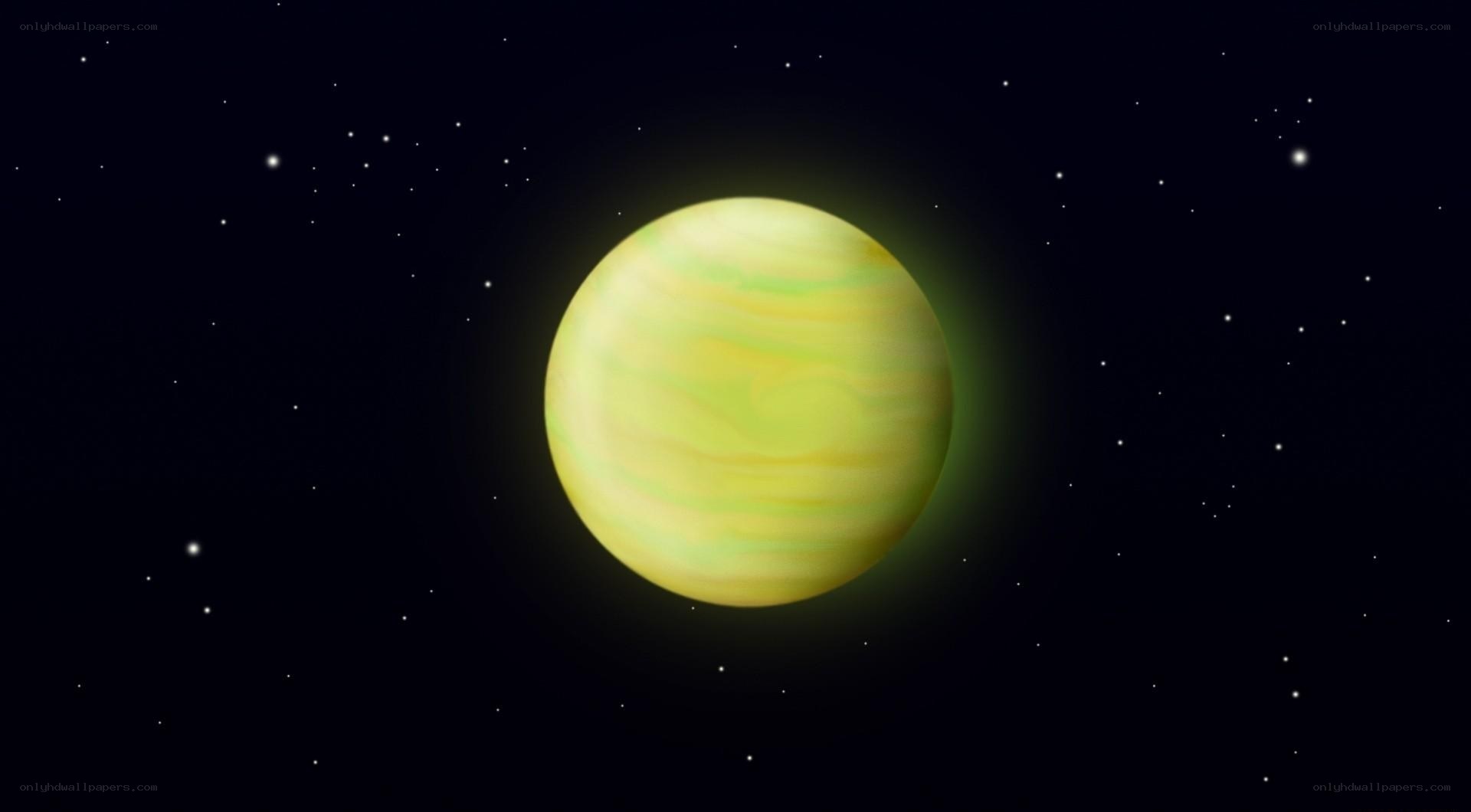 green gas giant planet