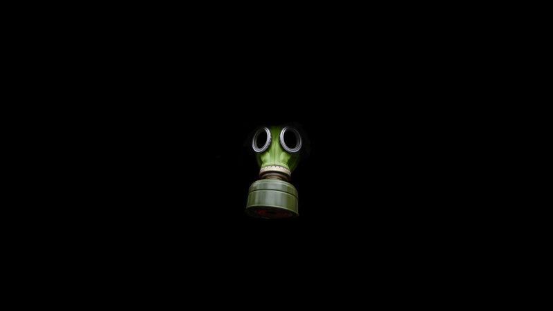 Green Gas Mask — Dramatic