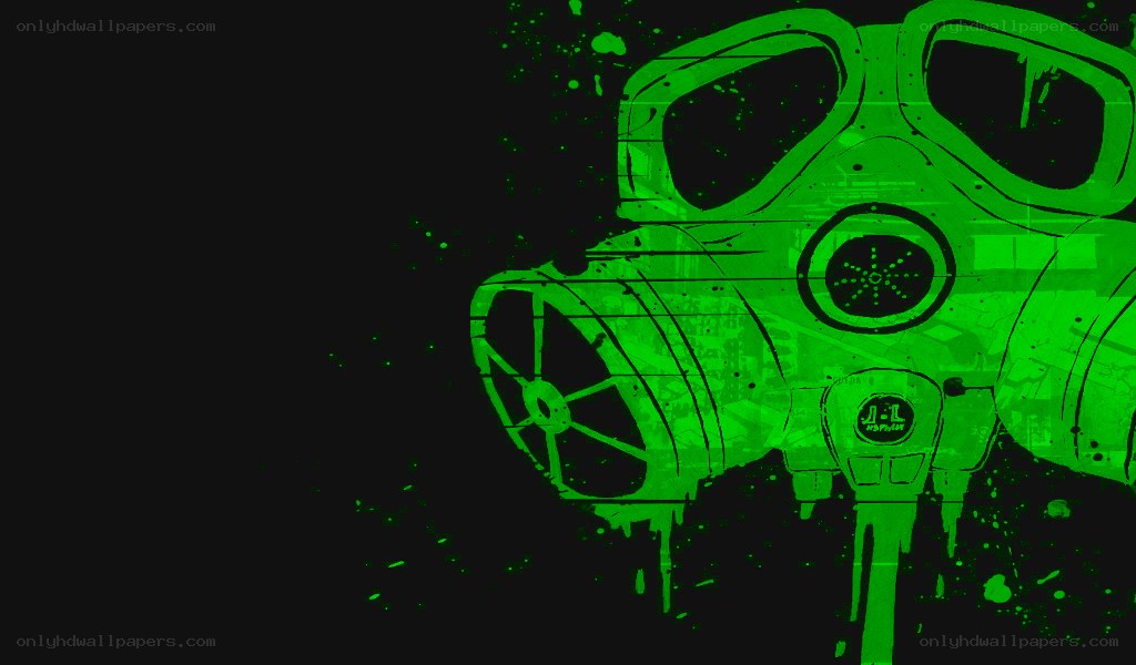 green gas mask graffiti