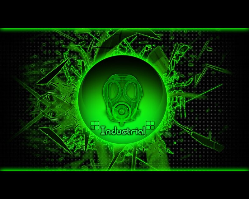 green gas mask industrial logo