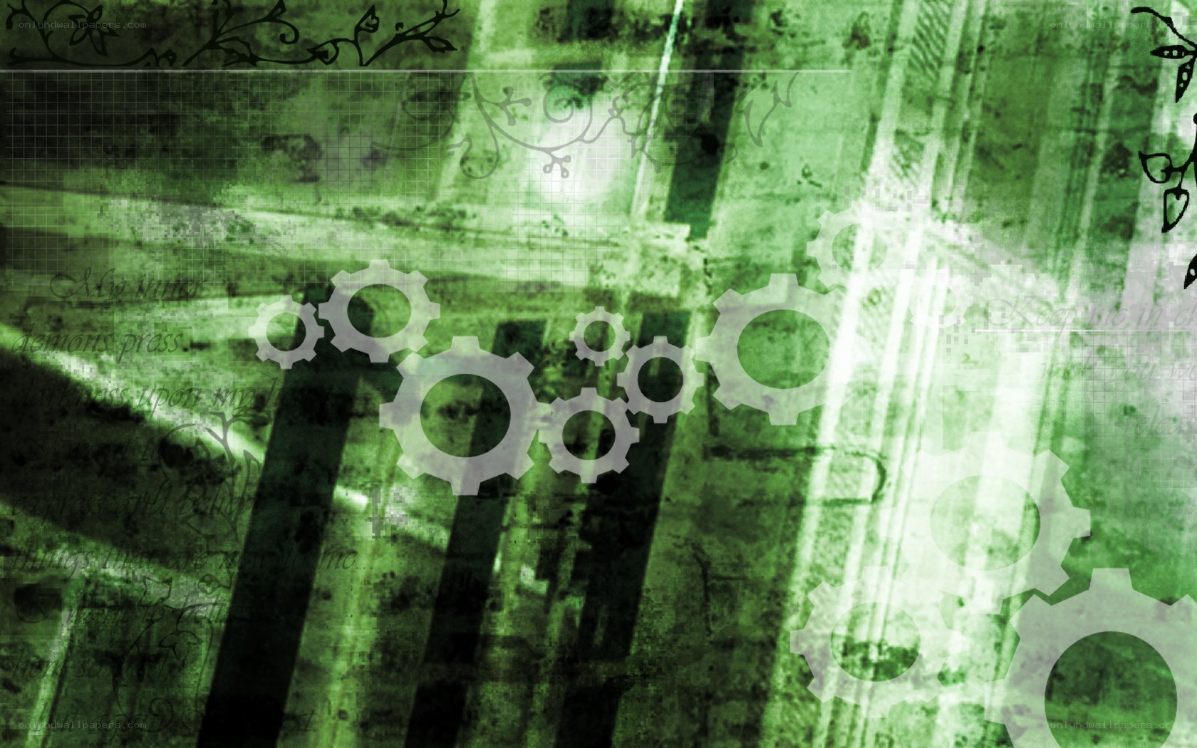 green gears abstract background