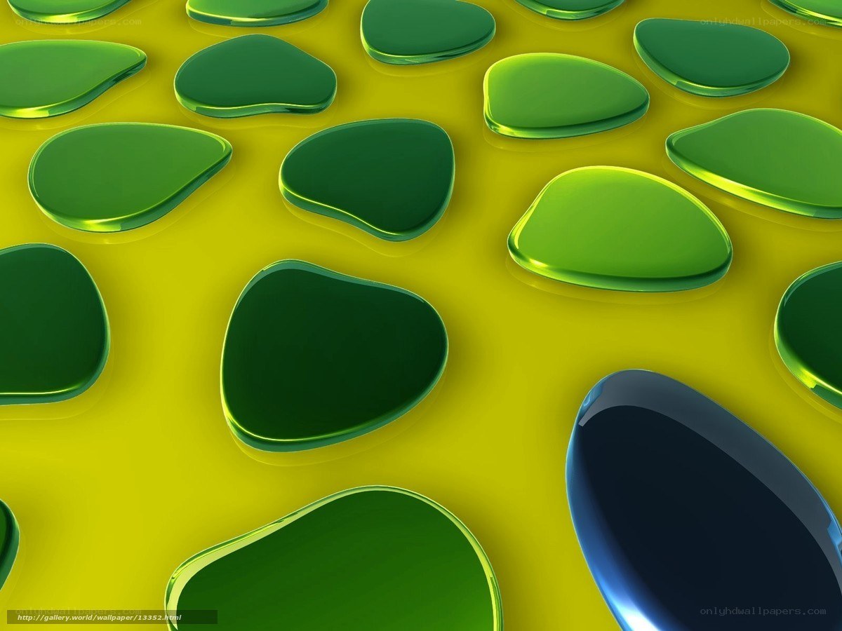 Green gel-like shapes on yellow