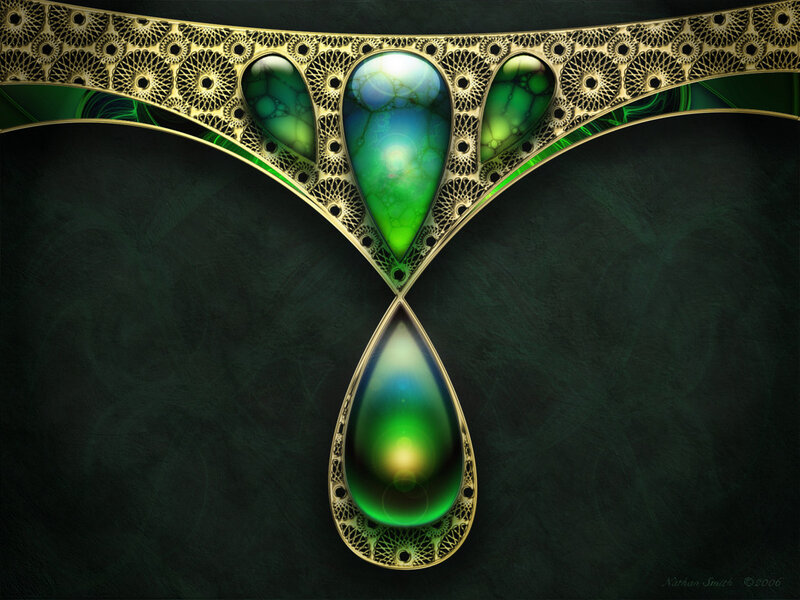 Green Gemstone Necklace Art