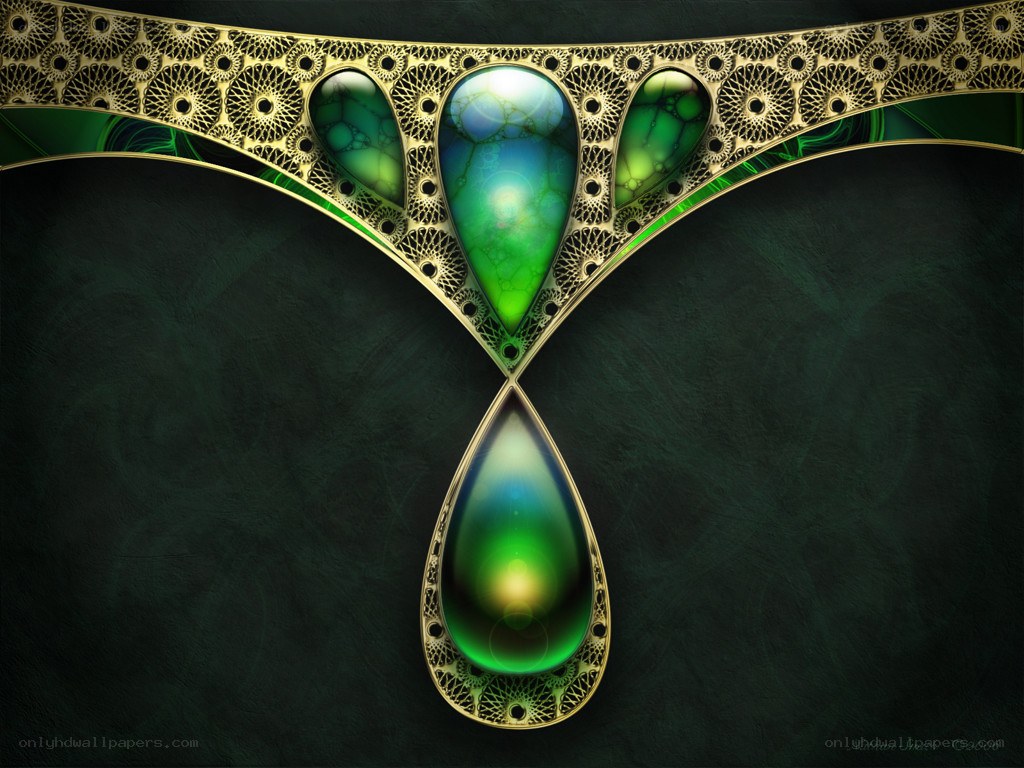Green Gemstone Necklace Art
