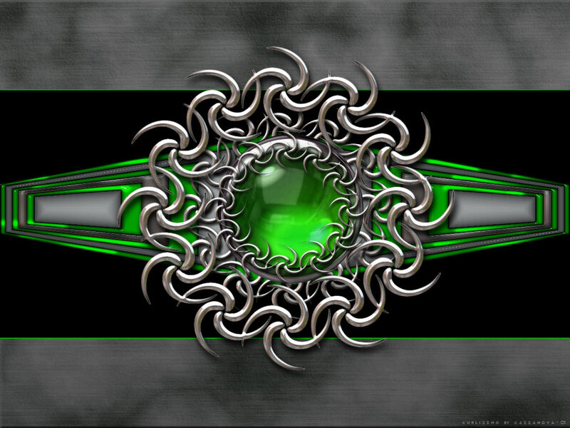 Green gemstone ornate design