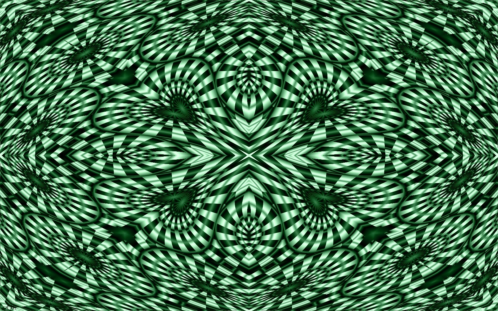 green geometric fractal pattern
