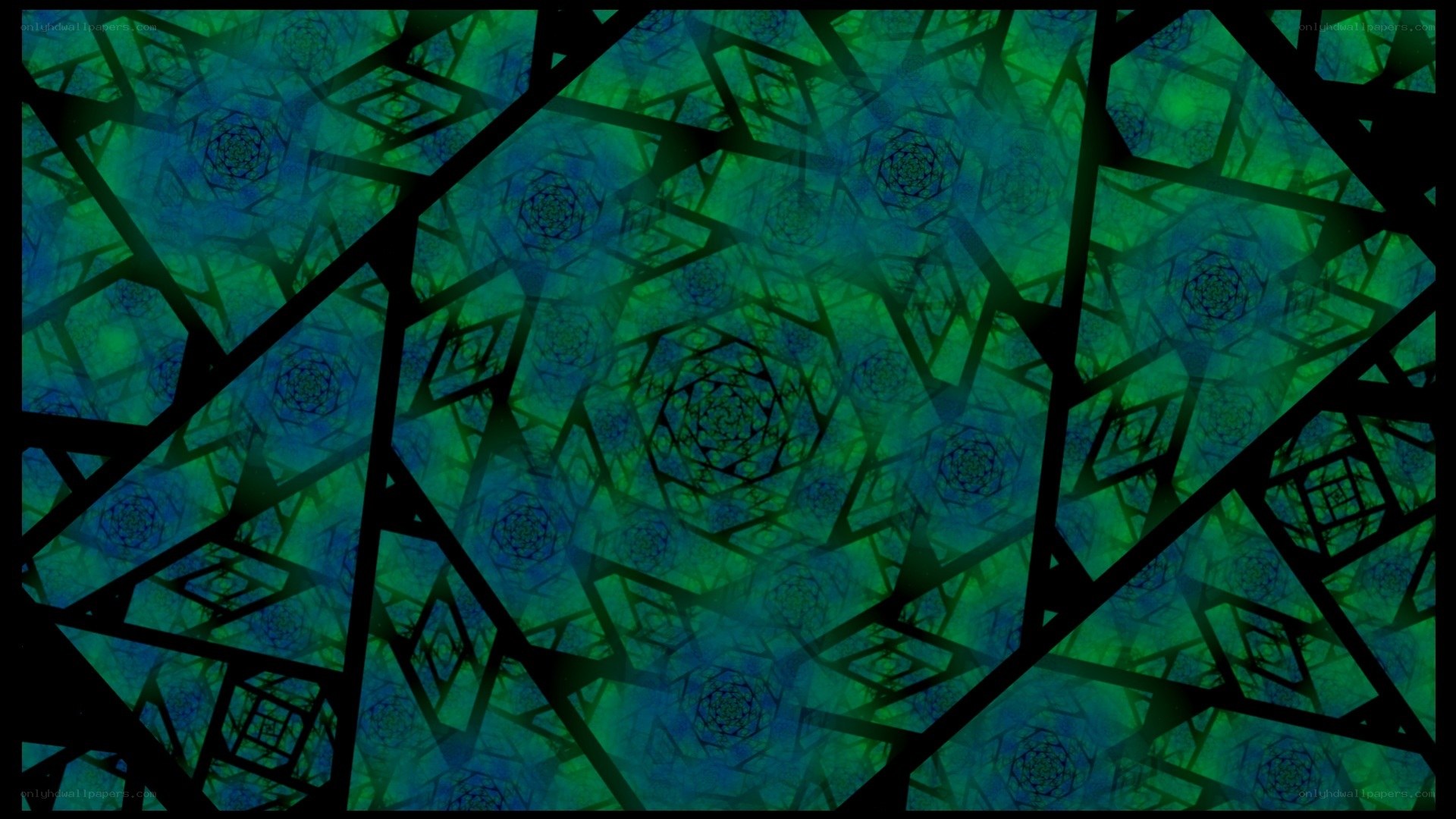 green geometric fractal pattern