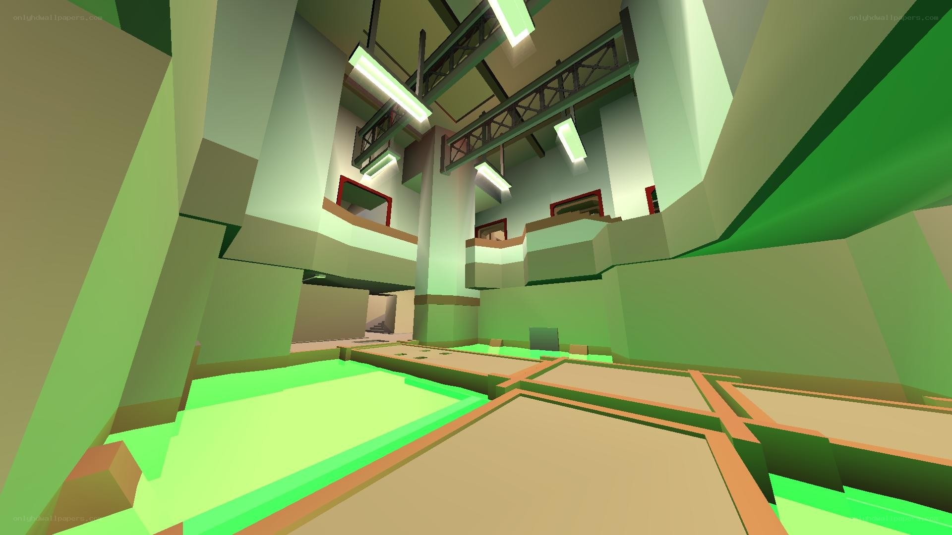 green geometric interior