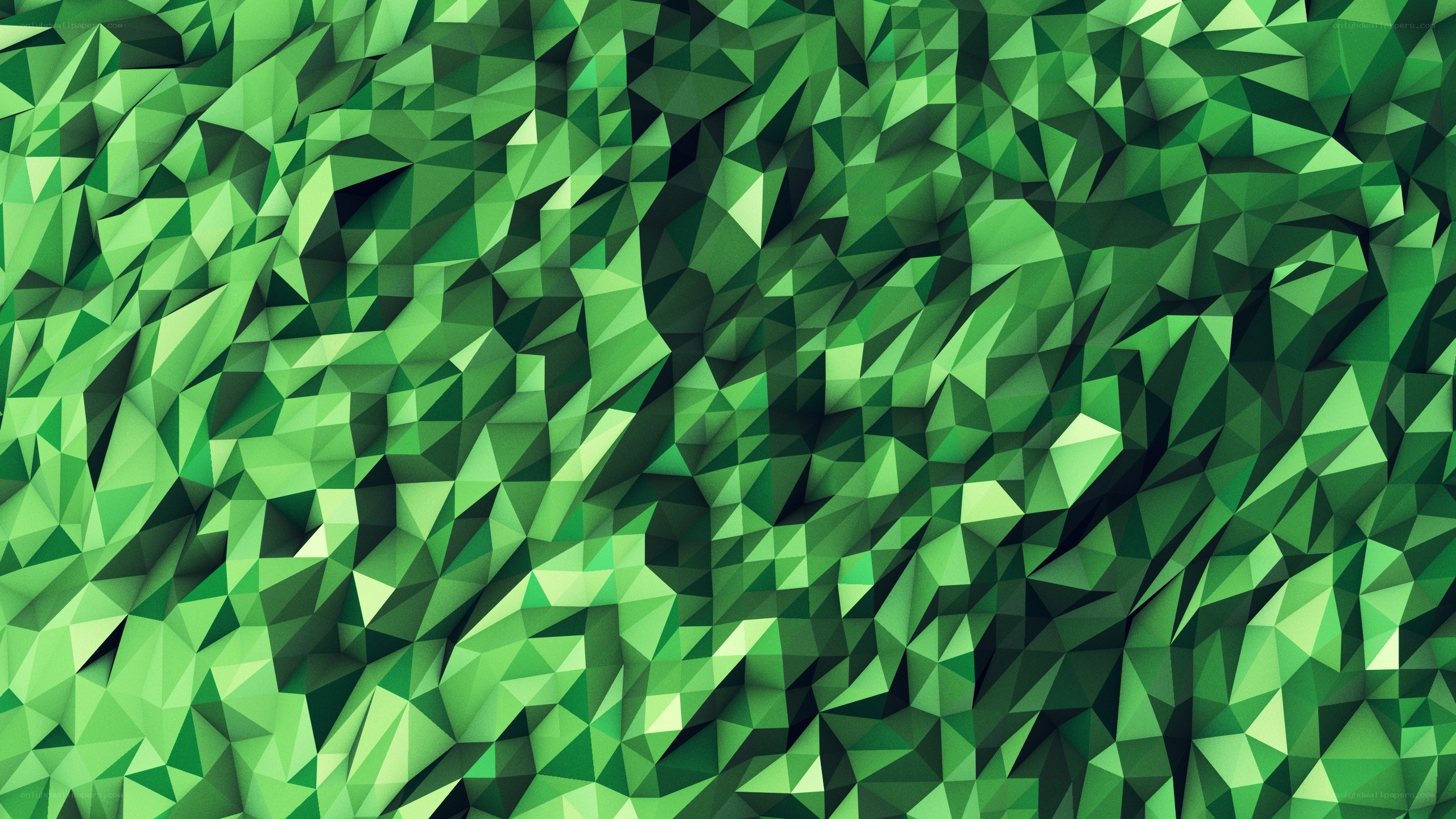 green geometric low-poly pattern