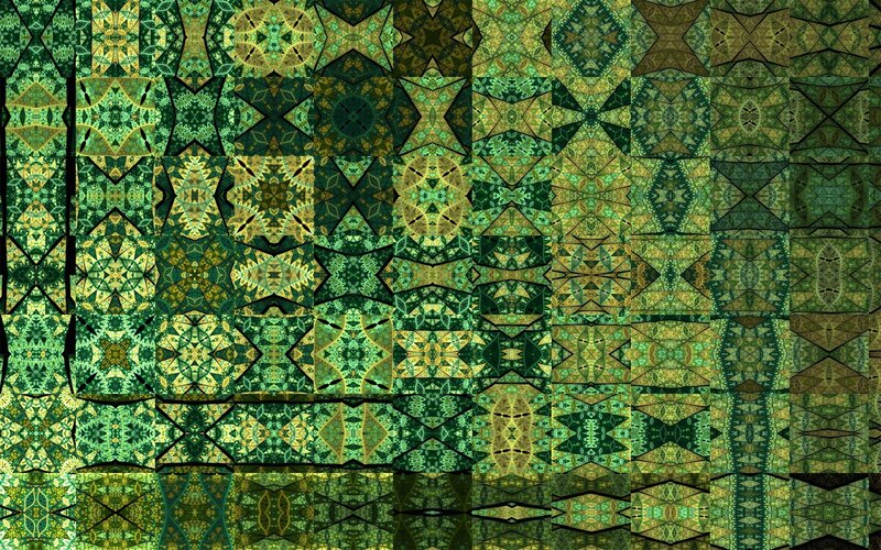 green geometric pattern collage