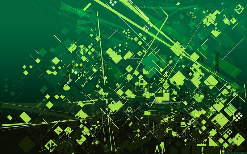 Green Geometric Pattern — Dynamic, Abstract, Squares
