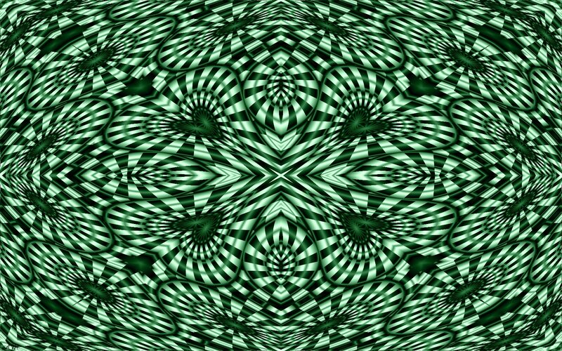 Green Geometric Pattern — Hypnotic, Abstract, Stripes