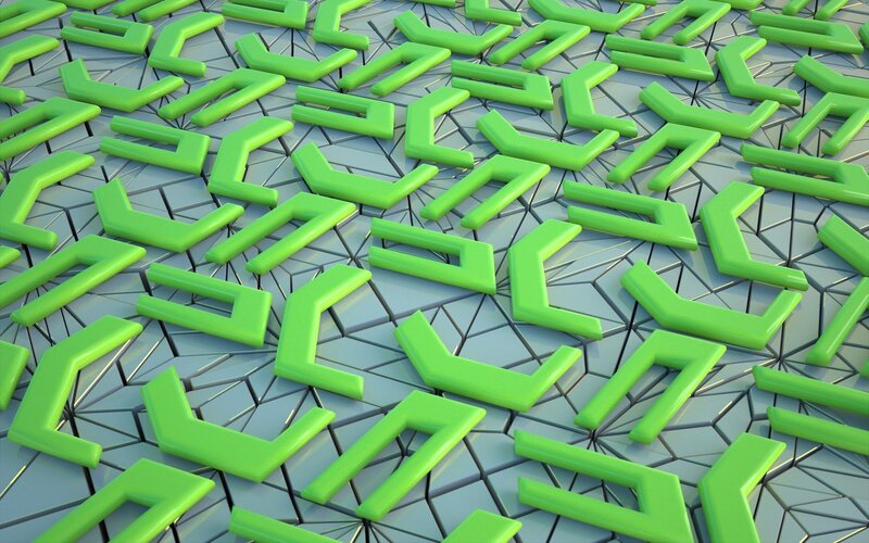 Green Geometric Shapes — Abstract, 3d Render, Geometric Pattern, Grid